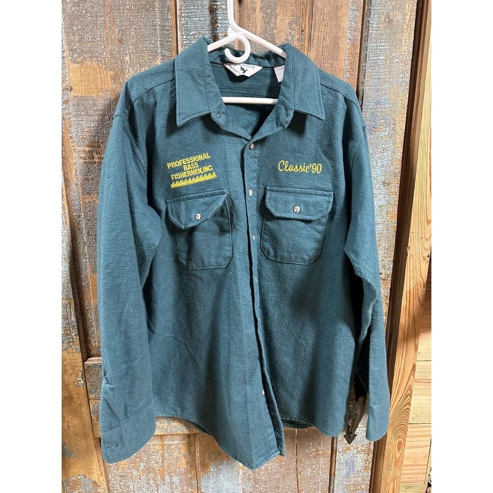 Men's Black Duck Flannel Thicker Shirt Pro Bass Fishermen Inc. Classic 90 XL?